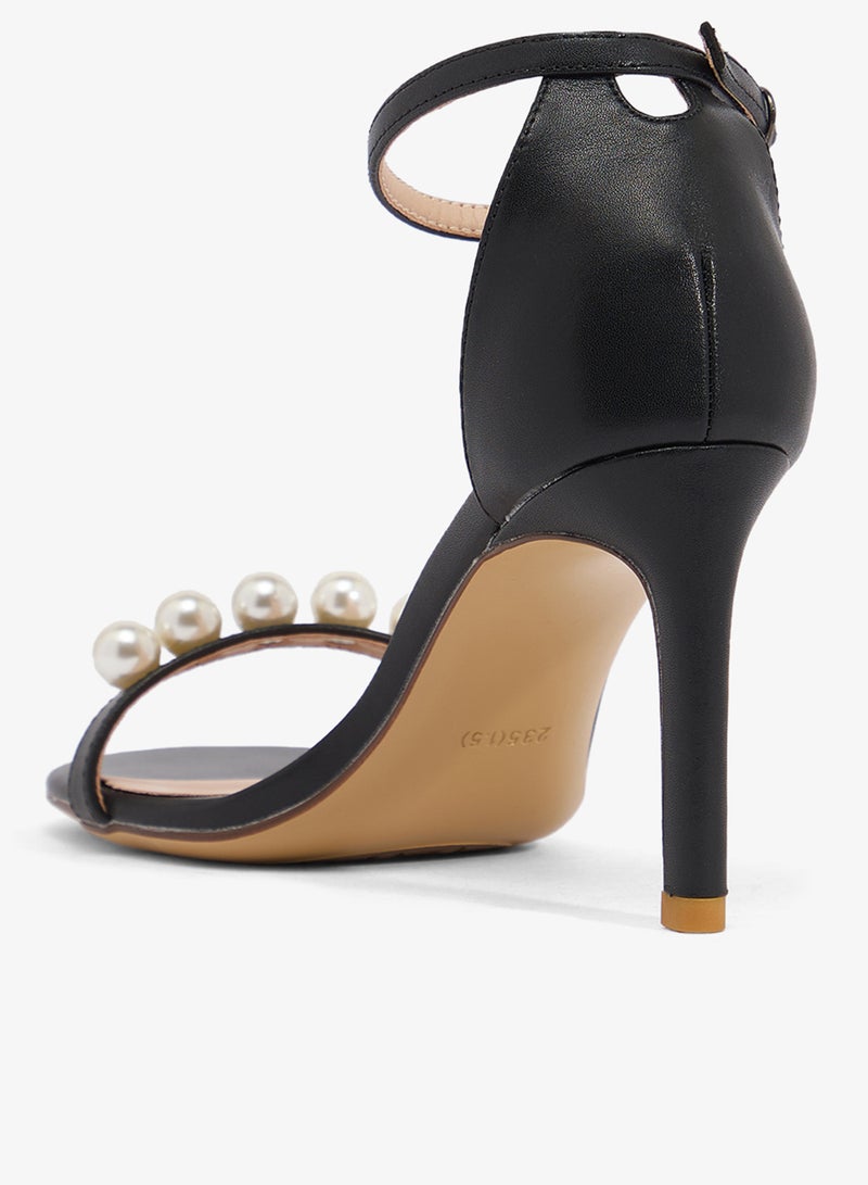 Ella Limited Edition Pearl Detail Embellished High Heel With Strap - Image 3